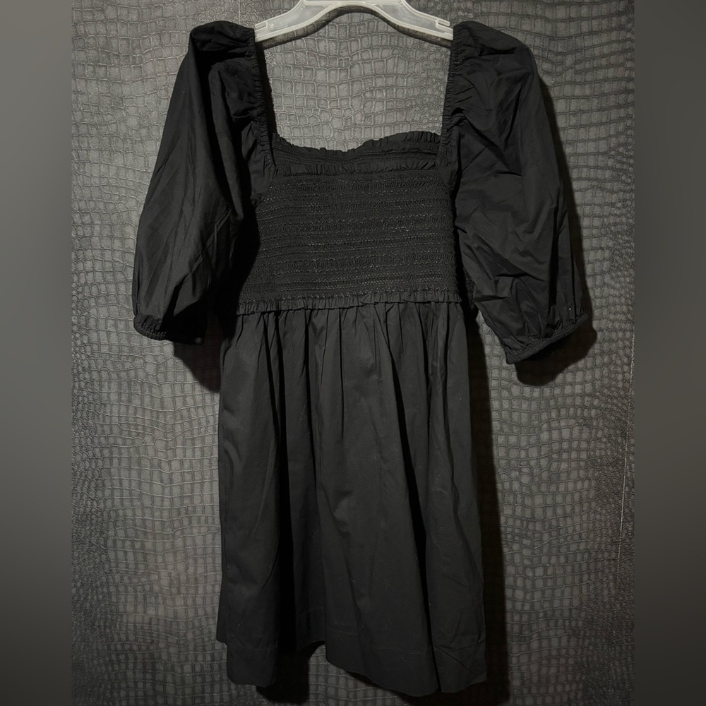 American Eagle Outfitters puff sleeve black smocked dress with pockets 🖤 - Picture 2 of 5